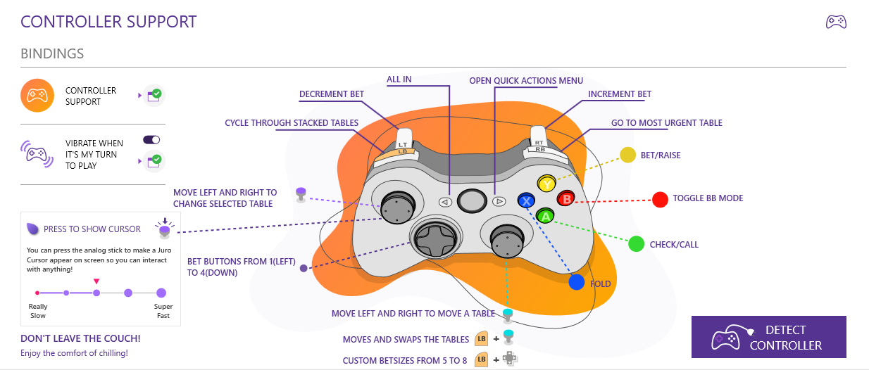 How to use the Controller / Joystick to play poker